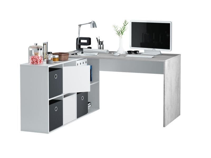 Pellegrini White and Concrete Grey Large Left or Right Flexi Corner Office Desk