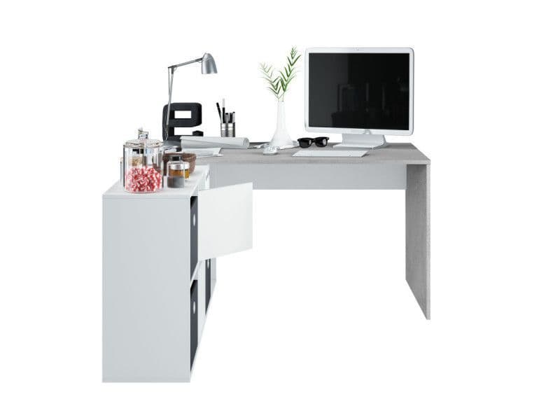 Pellegrini White and Concrete Grey Large Left or Right Flexi Corner Office Desk