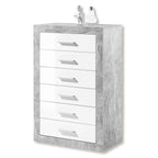Pietra Grey and White Gloss 6 Drawer Tallboy Chest