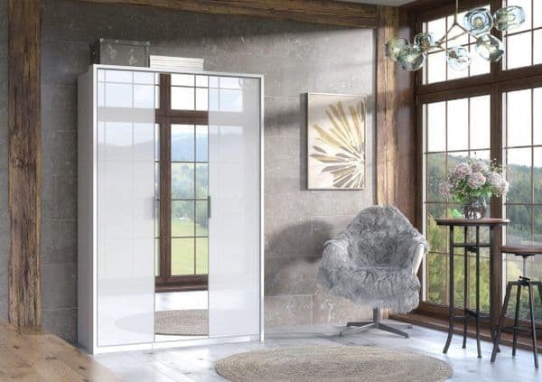 Rado 3 Door White High Gloss Mirrored Wardrobe — main product view