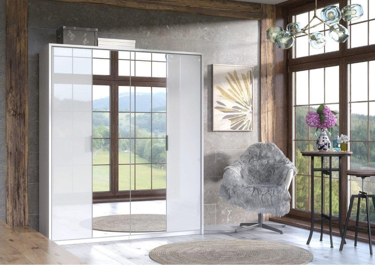 Rado 4 Door White High Gloss Mirrored Wardrobe — main product view