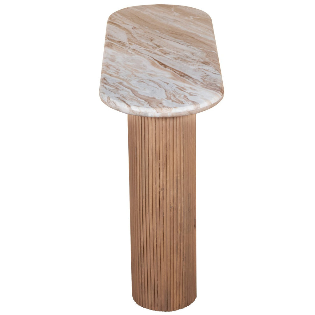 Ashford Natural Marble & Wood Pedestal Console Table