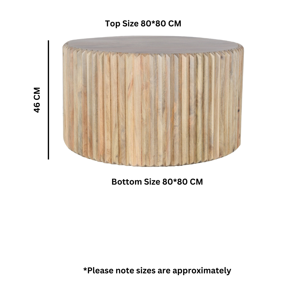 Hudson Carved Mango Wood Round Coffee Table — alternate product view