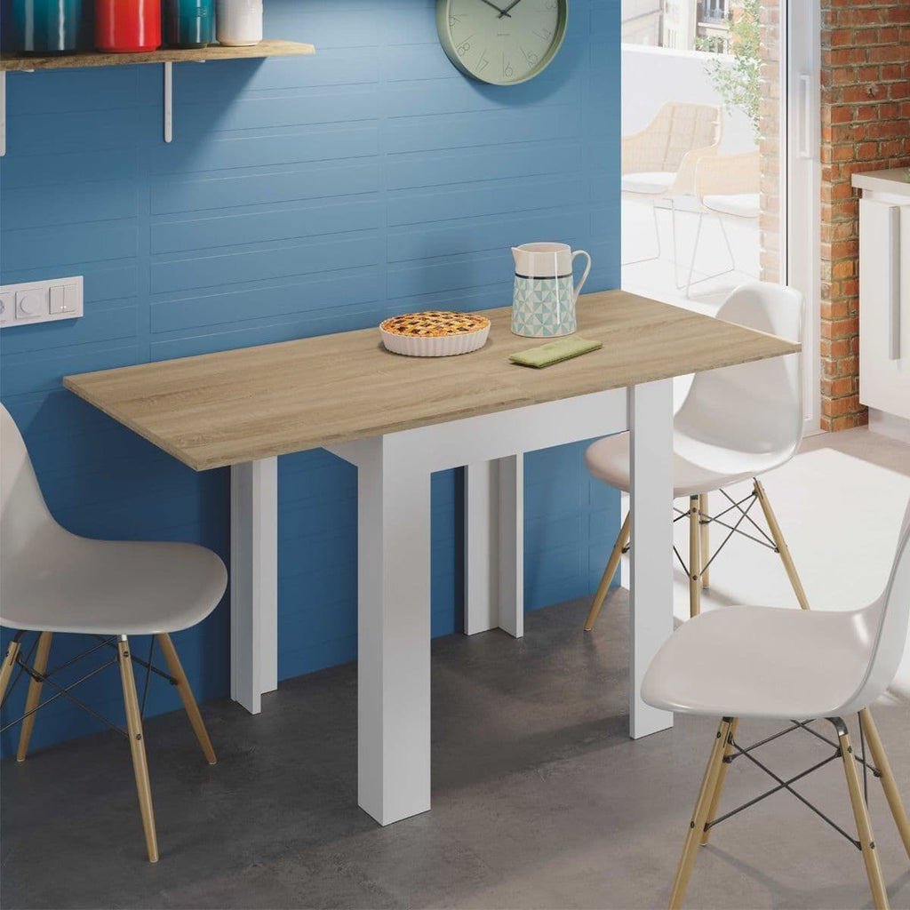 Riccardo White And Light Oak Effect Small Extending Dining Table