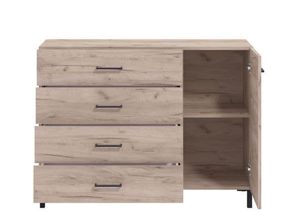 Romero Oak Effect 1 Door 4 Drawer Sideboard Storage Unit — alternate product view