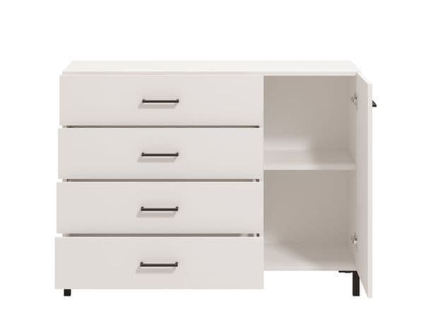 Romero White 1 Door 4 Drawer Sideboard Storage Unit