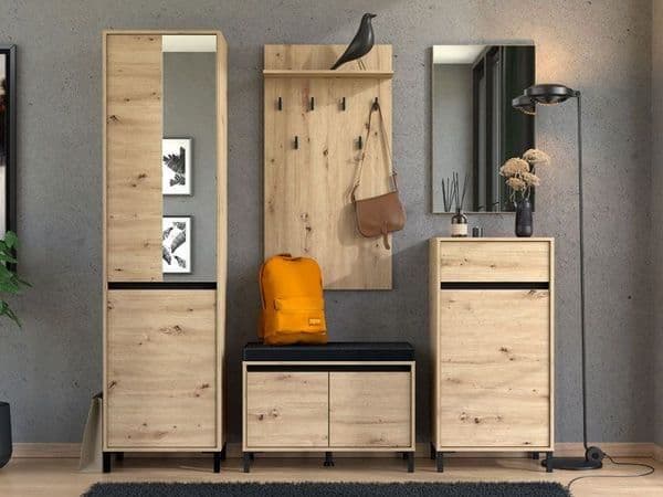 Rosmara Artisan Oak Effect Slim Narrow Shallow Depth Hallway Wardrobe