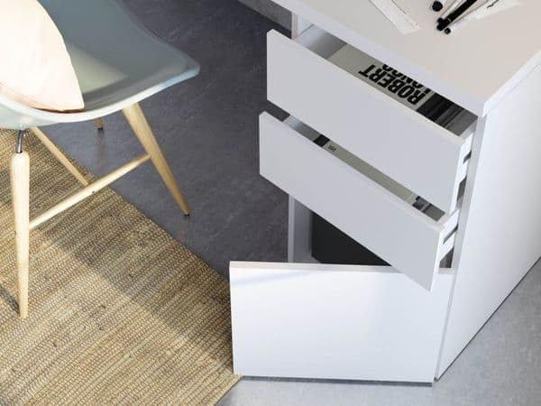 Sacramento Arctic White Office Desk with Cupboard and Drawers