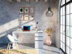 Sacramento Arctic White Office Desk with Cupboard and Drawers