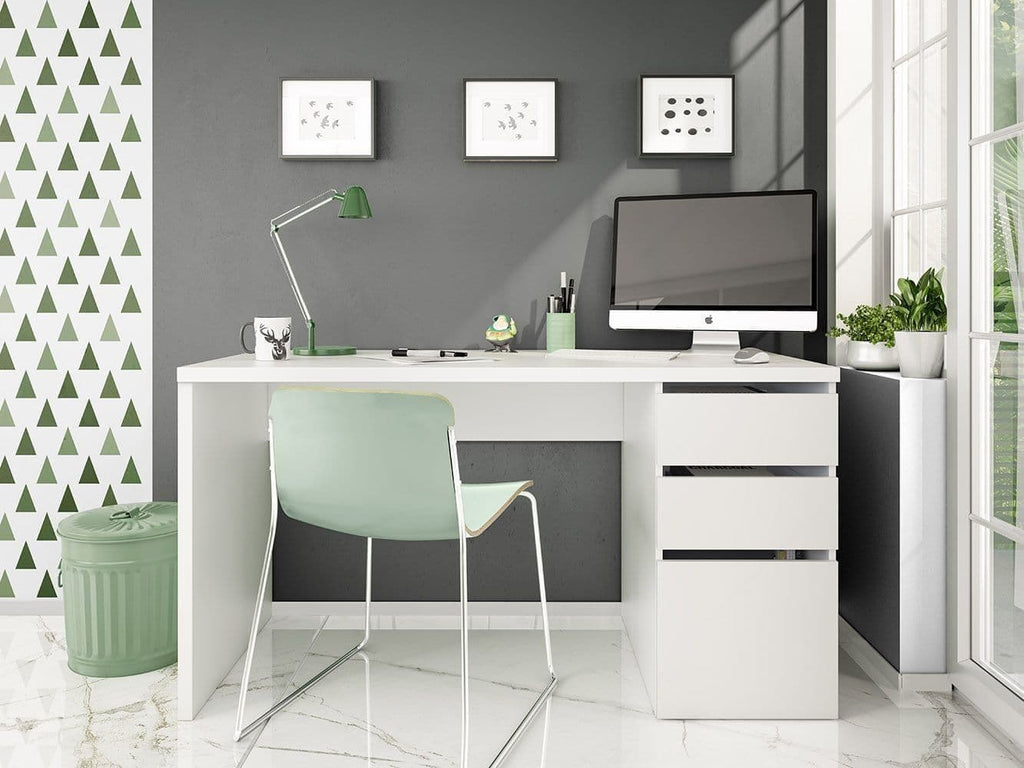 Sacramento Arctic White Office Desk with Cupboard and Drawers