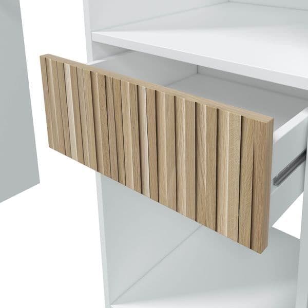 Salvador Natural Oak Effect and White Open Door Wardrobe With Shelves And Rail — angled product view
