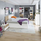 Salvador Natural Oak Effect and White Open Door Wardrobe With Shelves And Rail
