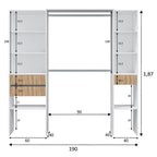 Salvador Natural Oak Effect and White Open Door Wardrobe With Shelves And Rail