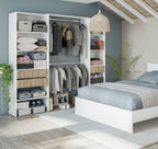 Salvador Natural Oak Effect and White Open Door Wardrobe With Shelves And Rail