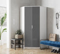 Santino High Gloss Grey And White Corner Wardrobe
