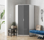 Santino High Gloss Grey And White Corner Wardrobe