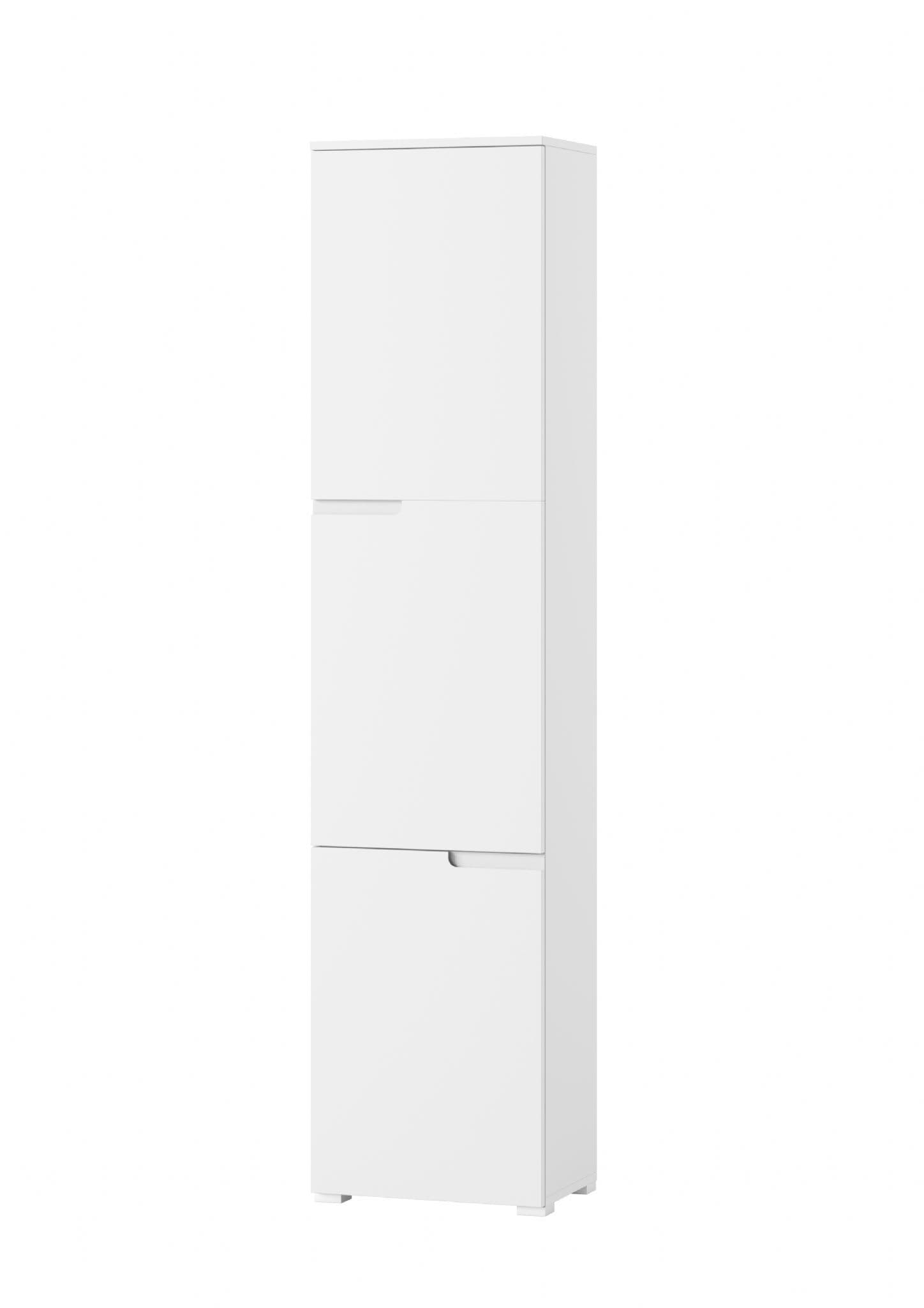 Santino Tall Narrow Bookcase with White Gloss Doors