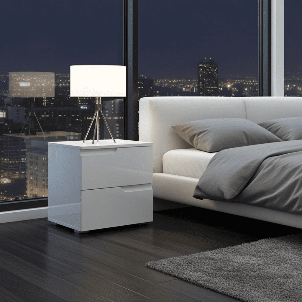 Santino White Gloss 2 Drawer Bedside Table — product view