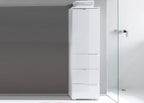 Santino White Gloss Slim Tallboy Storage Unit with Cupboard and Drawers