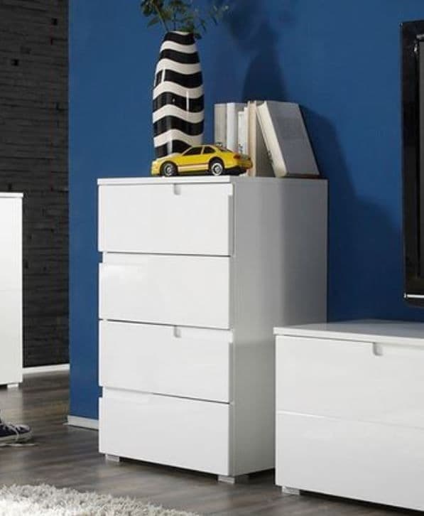 Santino White High Gloss 4 Drawer Chest of Drawers