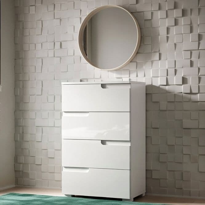 Santino White High Gloss Narrow Chest of Drawers — main product view