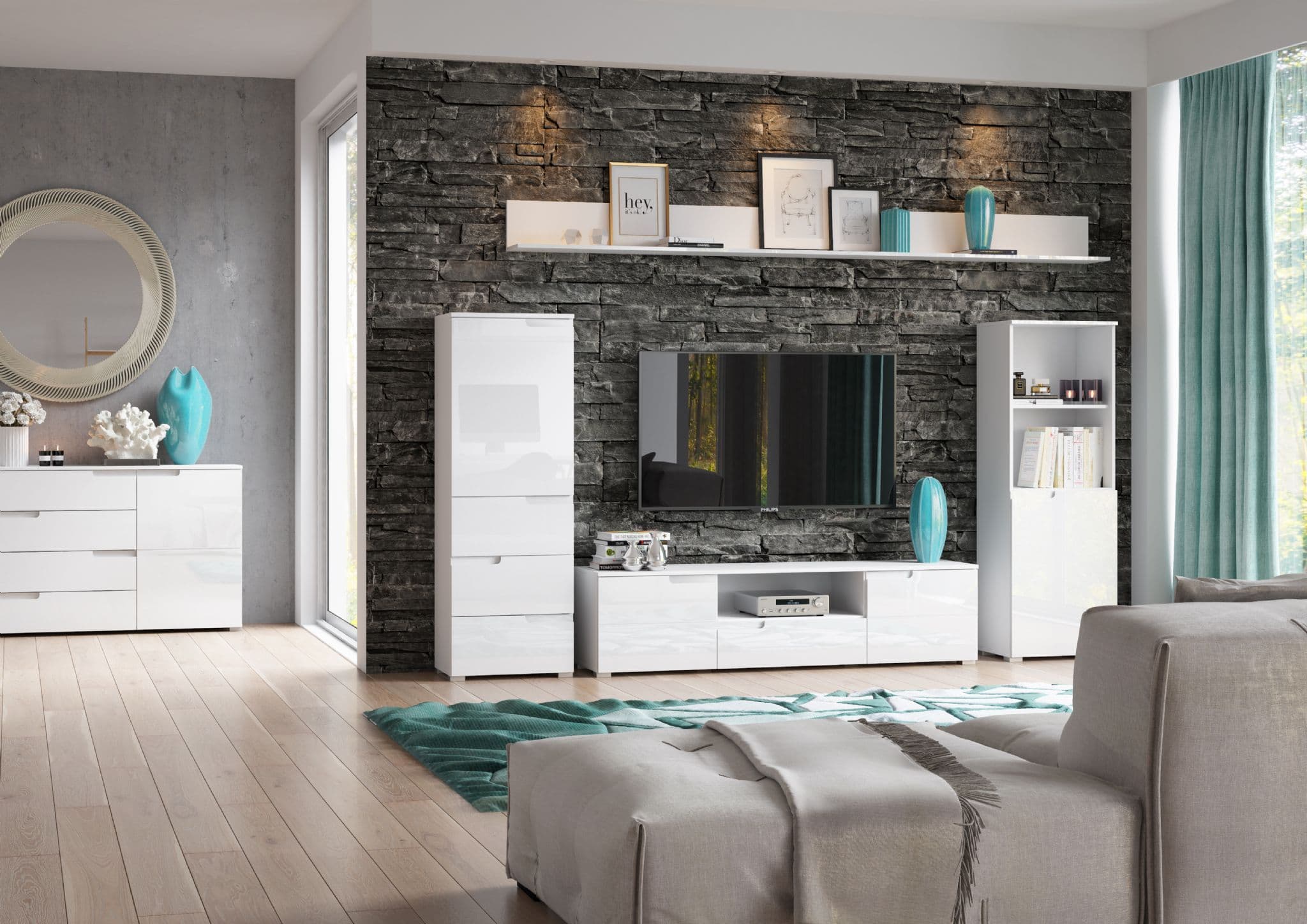 Santino White High Gloss TV Cabinet