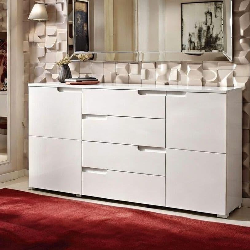 Santino White High Gloss Wide Sideboard
