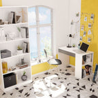 Sesko Grey and White Desk with Drawer and Shelves