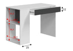 Sesko Grey and White Desk with Drawer and Shelves