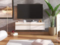 Seura Cashmere And Oak Effect Wall Mounted Floating Wide TV Unit
