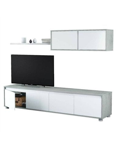 Simons Concrete Grey And White TV Entertainment Cabinet — full product configuration