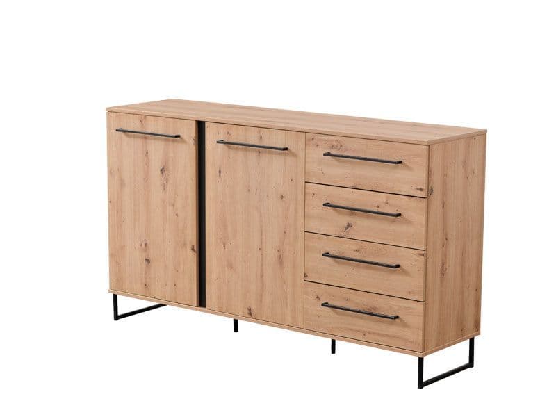 Sorrento Oak Effect 2 Door 4 Drawer Sideboard — front product view