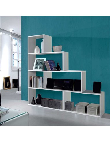 Step White Gloss Bookcase — living room lifestyle view