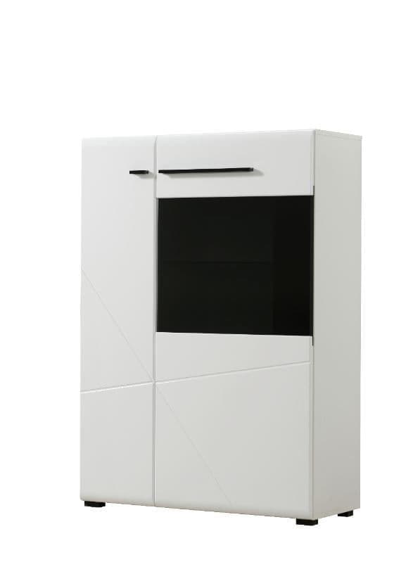 Terrento White Short Display Cabinet — angled product view