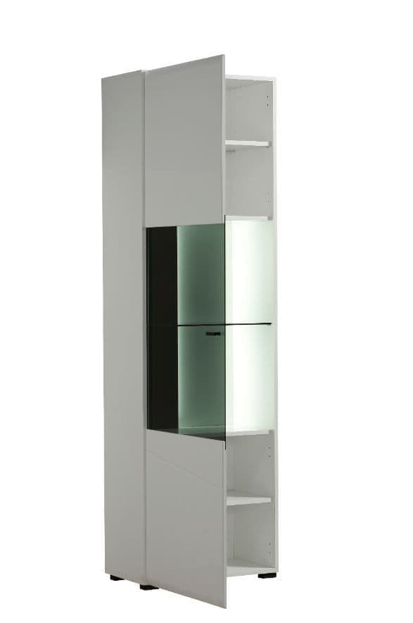 Terrento White Tall Display Cabinet — angled product view
