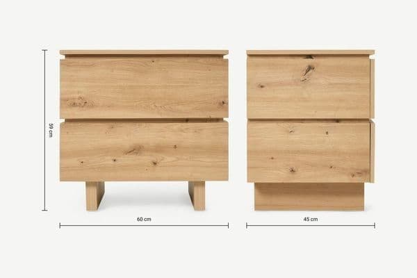 Texas Artisan Oak Effect 2 Drawer Bedside — alternate product view