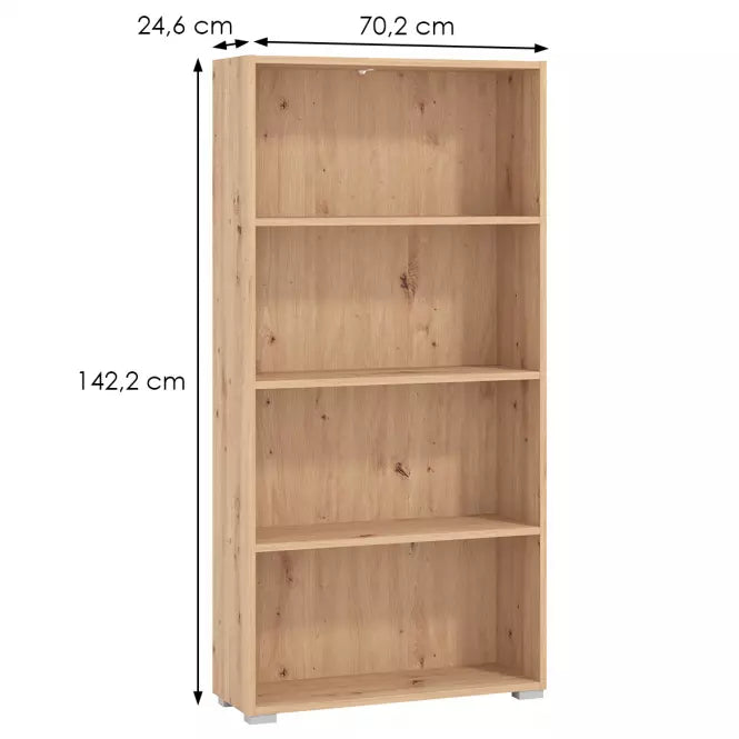Thomas Artisan Oak Effect Slim Low Short Bookcase — dimensions