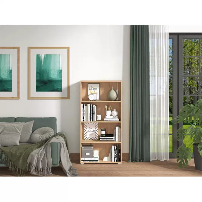 Thomas Artisan Oak Effect Slim Low Short Bookcase — living room lifestyle view