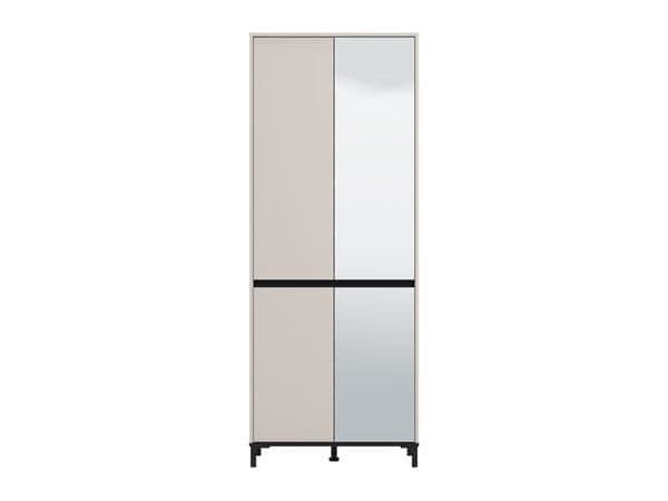 Toshiro Cashmere Taupe Half Mirrored 40 Pair Tall Shoe Cabinet Cupboard — angled product view