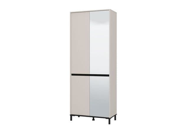 Toshiro Cashmere Taupe Half Mirrored 40 Pair Tall Shoe Cabinet Cupboard — front product view