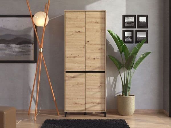 Toshiro Oak Effect 40 Pair Tall Shoe Cabinet Cupboard — main product view