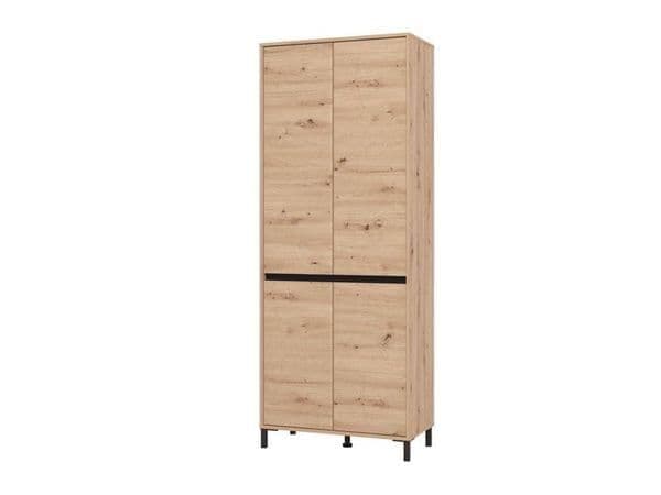 Toshiro Oak Effect 40 Pair Tall Shoe Cabinet Cupboard — angled product view