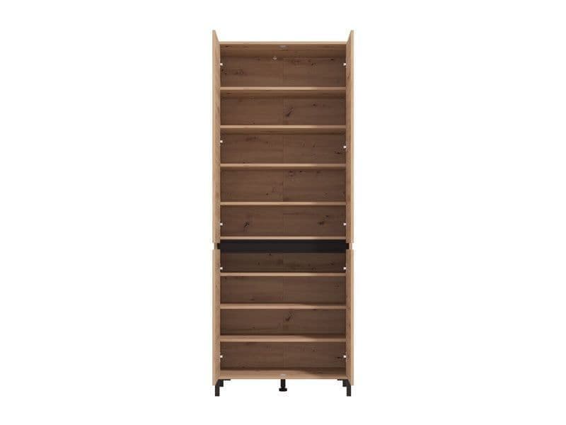 Toshiro Oak Effect 40 Pair Tall Shoe Cabinet Cupboard — front product view