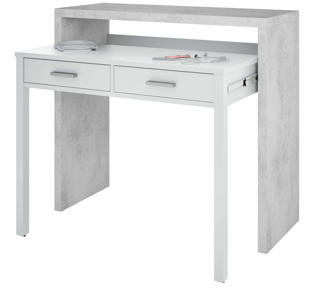 Turin Arctic Concrete Grey And White Desk/Dressing Table or Console Table