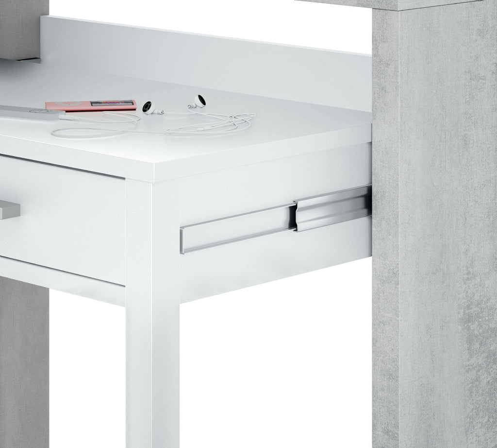 Turin Arctic Concrete Grey And White Desk/Dressing Table or Console Table