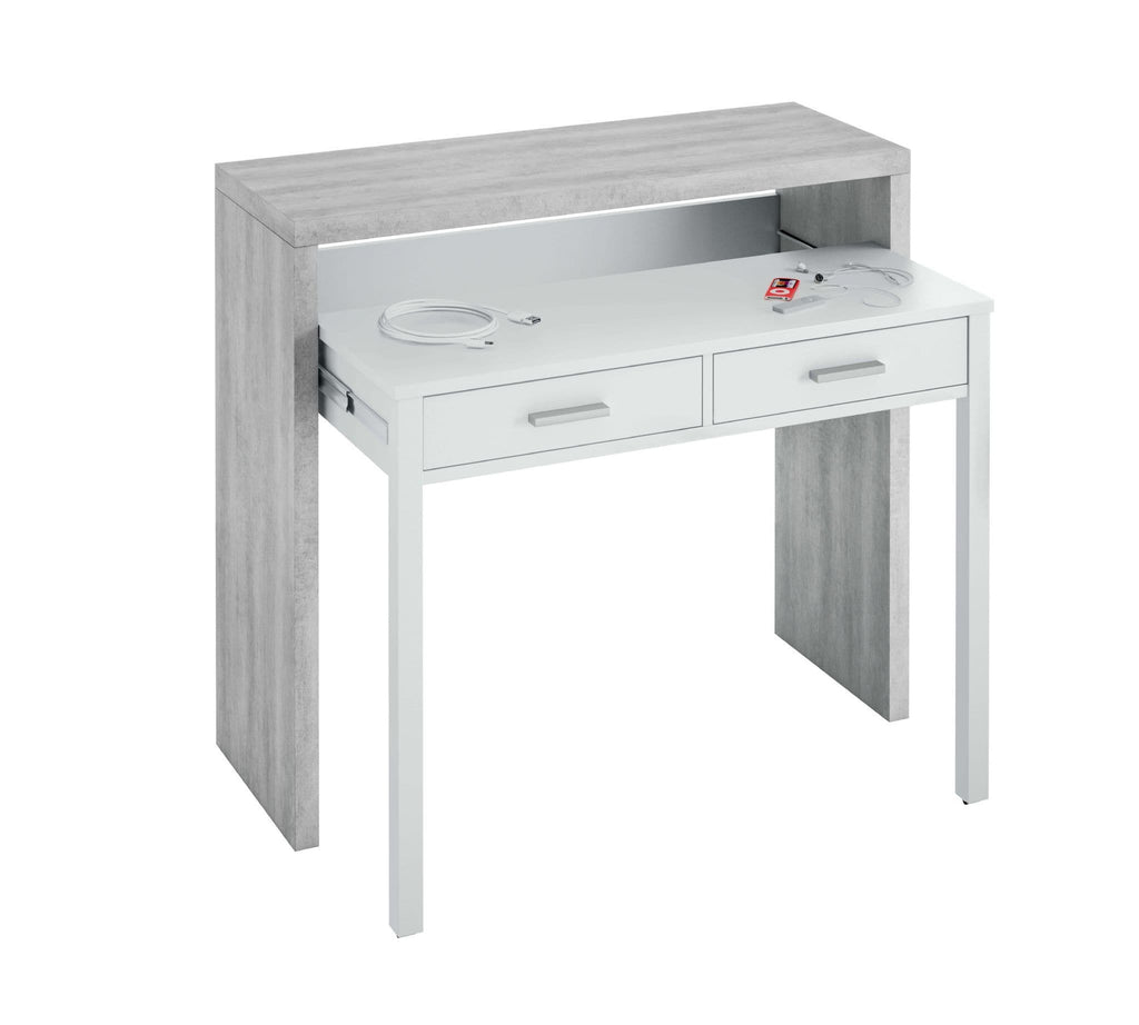 Turin Arctic Concrete Grey And White Desk/Dressing Table or Console Table