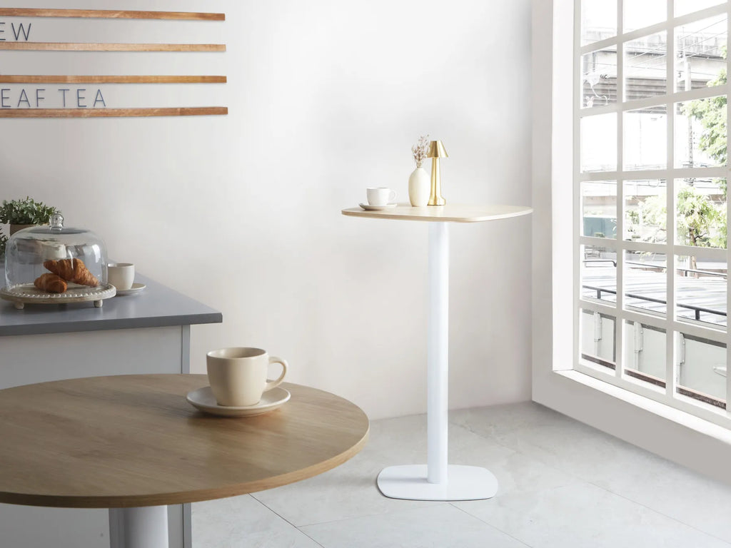 Bar Table MORELLA Light Brown/ White 60 cm 60 cm