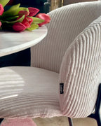 Set of 2 Dining Chairs MILES Corduroy Off-White