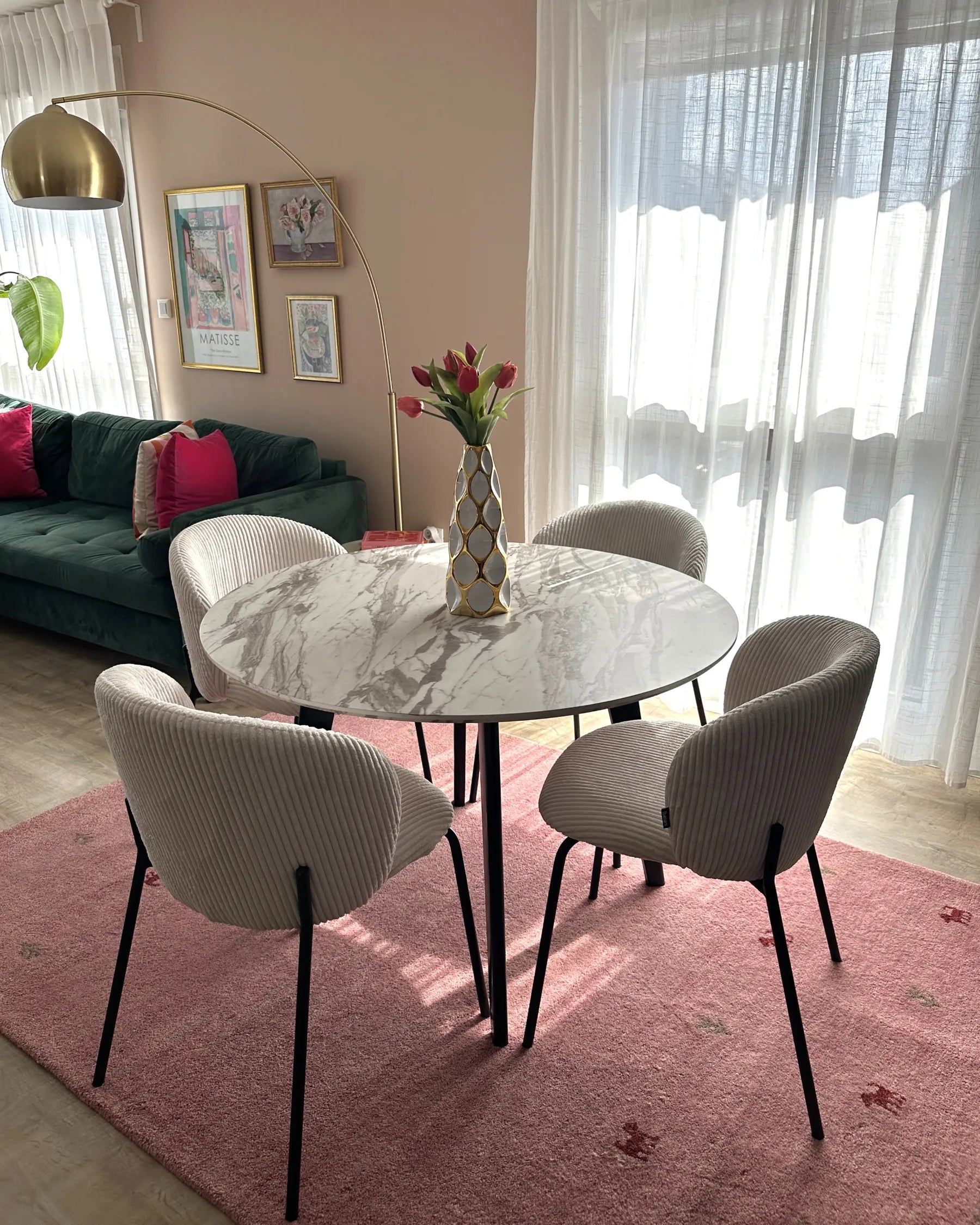 Set of 2 Dining Chairs MILES Corduroy Off-White