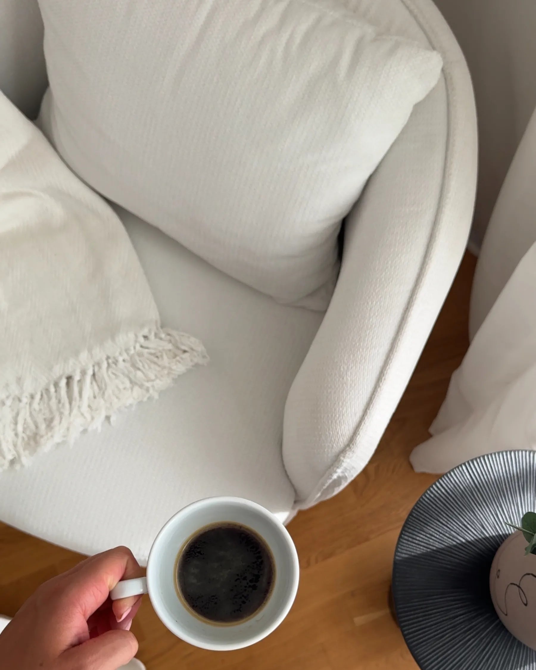 Swivel Armchair ANDALEN Fabric Off-White